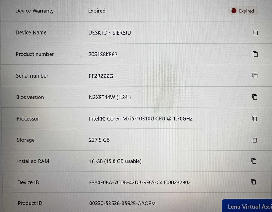 Lenovo ThinkPad T14 gen 1 (Intel i5, 16 GB RAM DDR4, 256 GB SSD)