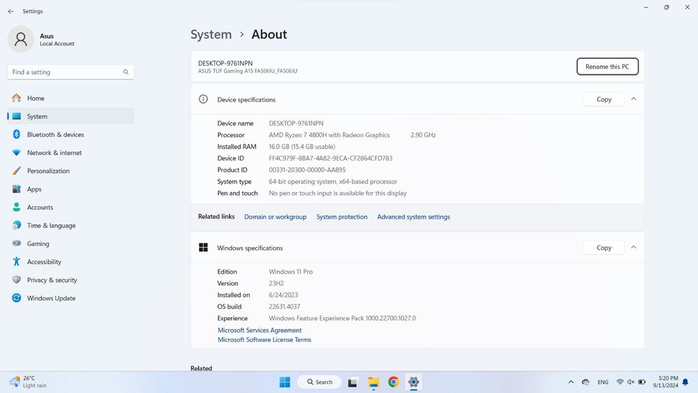 ASUS TUF A15 - Laptop Gaming