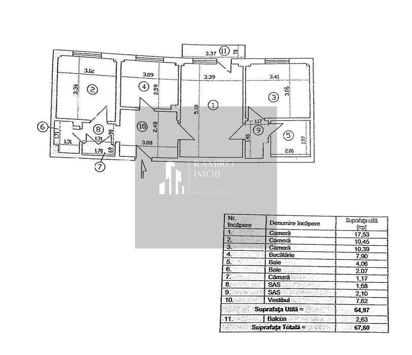 Apartament 3 camere bloc 1982 etaj 2 - Piata Sudului Sector 4