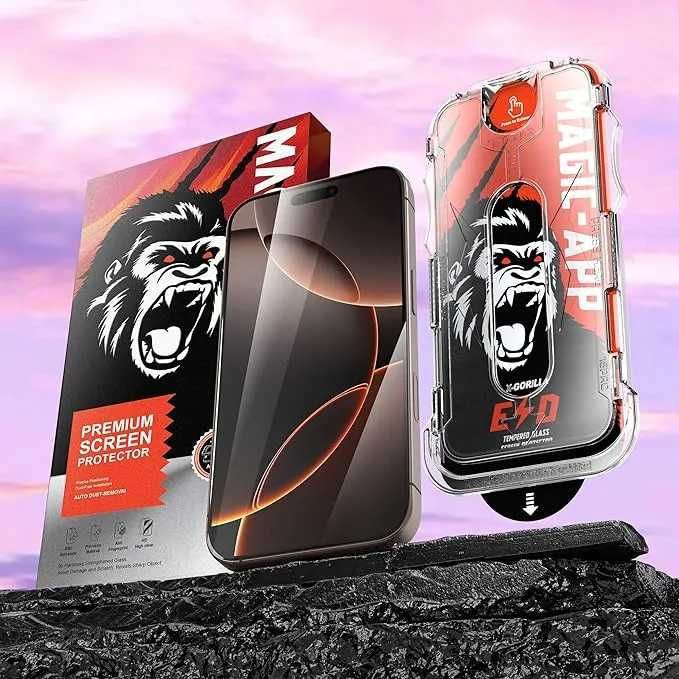 Gorilla glass протектор с лесно поставяне за iPhone 13/14/15/16/17