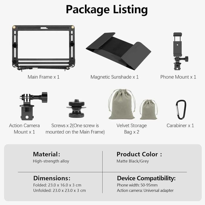 Стойка за телефон и екшън камера с магнитен абажур, комплект за монтаж