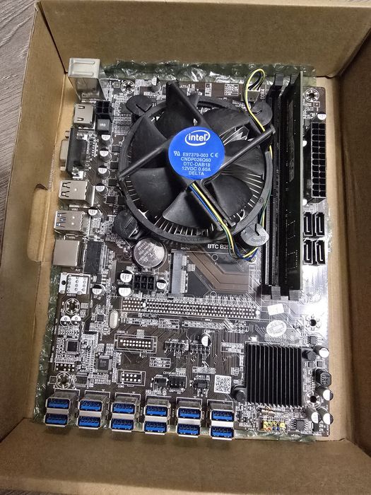 Placa baza mining 12 gpu kit intel g3930 4gb ram