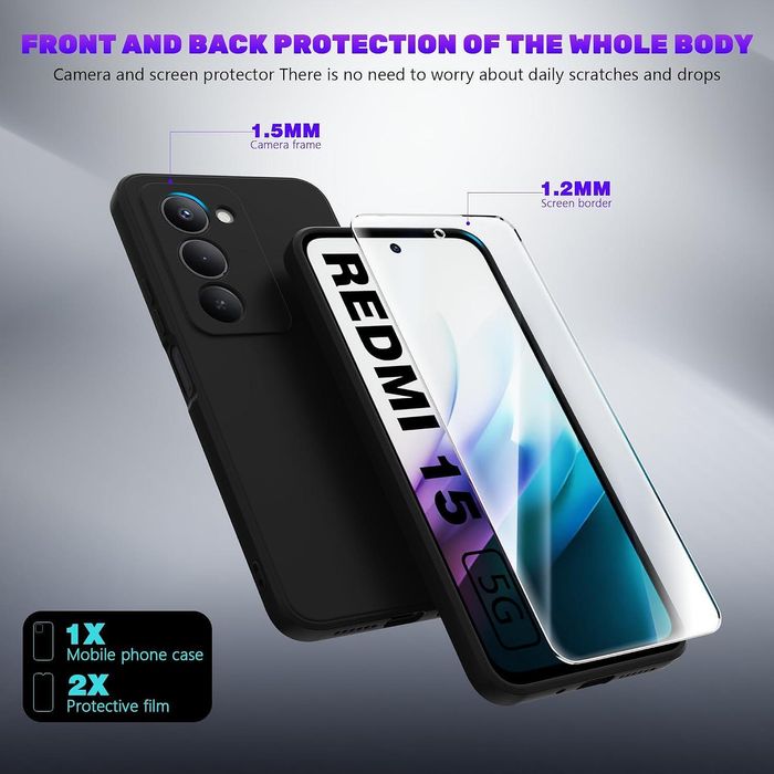 Матов силиконов кейс за xiaomi redmi 15 4g - черен