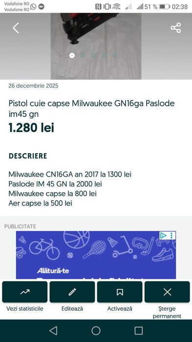 Pistol cuie capse Milwaukee GN16ga Paslode im45