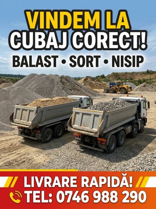 Vand Balast, Nisip, Sorturi Spalate si Piatra Concasata