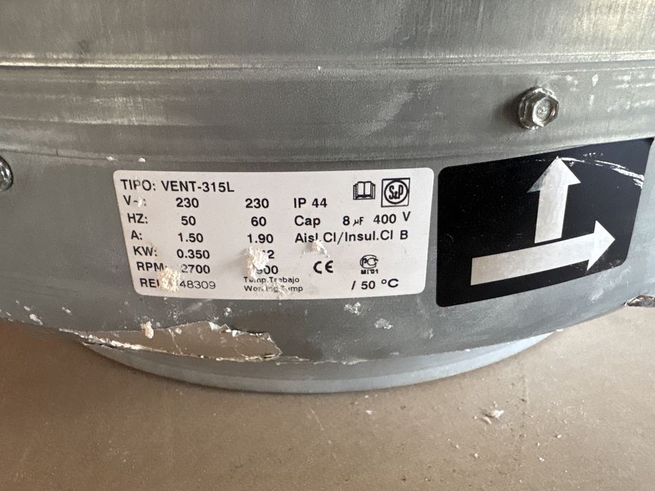 Центробежен вентилатор 315 мм, 1630 м3/час