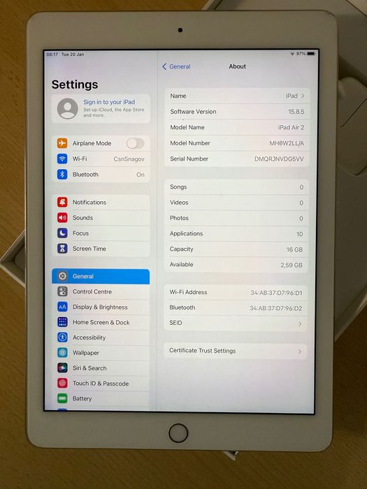 iPad Air 2, stare buna, pachet complet