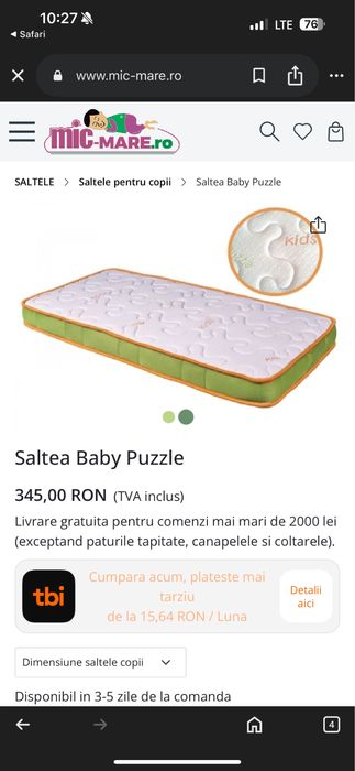 Saltea patut bebe copii 120/60