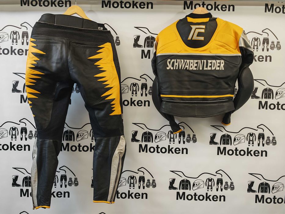 Costum moto piele dama cu cocoasa Schwabenleder marime M