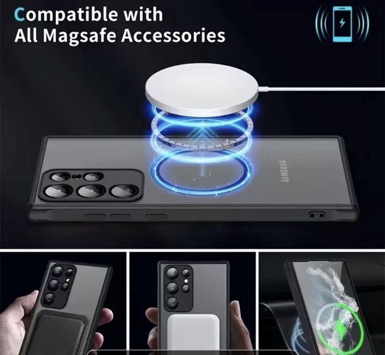 Samsung S26,S25,S24,S23,S22 всички модели magsafe кейс защита накамери