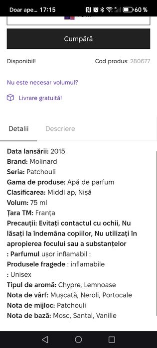 Parfum Patchouli Unisex 75 ml