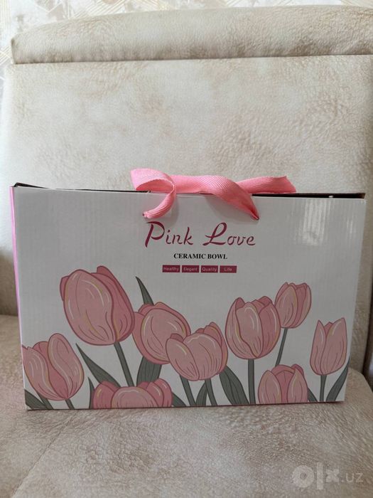 Подарочный набор керамических пиал / ланч-боксов Pink Love (Новый)