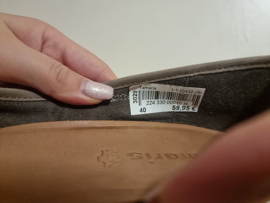 Кафеви токчета, естествена кожа Tamaris 40 номер