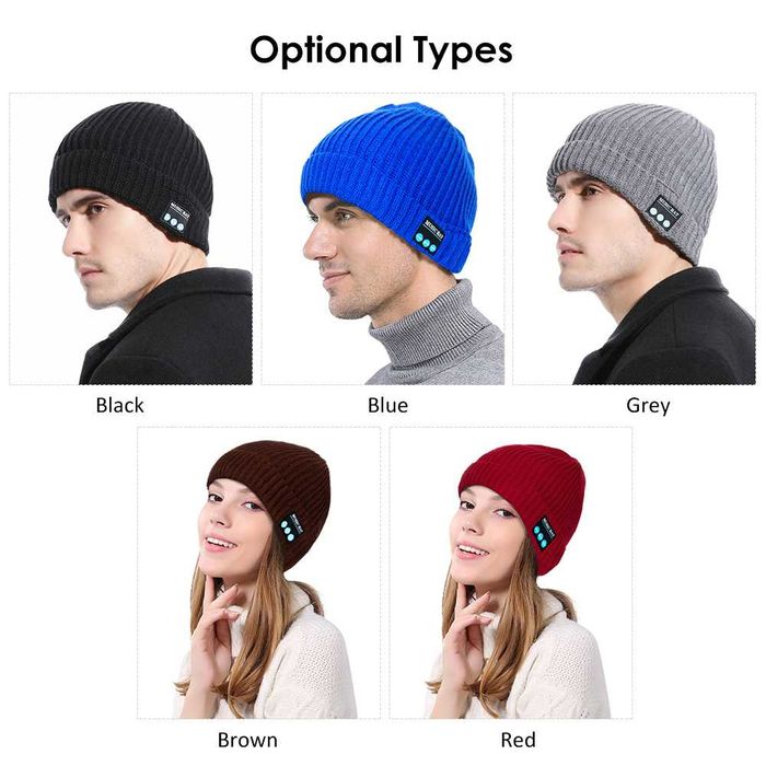 Музикална Зимна Блутут шапка с микрофон и слушки.