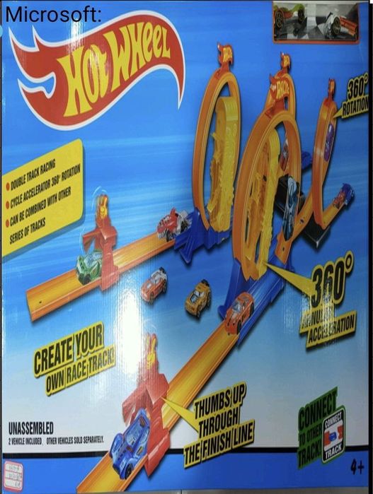 Большой трек Hot Wheel, две мертвые петли и две машинки