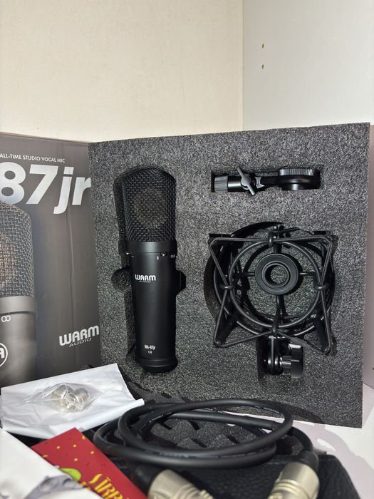 Microfon condensator Warm Audio WA-87 Jr Negru pentru studio NOU cu Garantie 2028 + cablu Proel + stativ Millenium