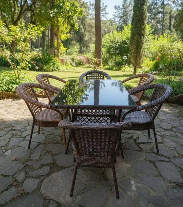 Столы и стулья из ротанга для кафе, дома, сада, террасы Садовая мебель