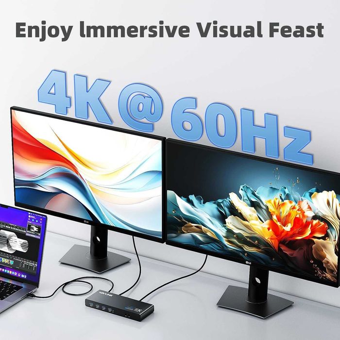 Универсална докинг станция Displaylink WAVLINK USB C с 2x HDMI и DP