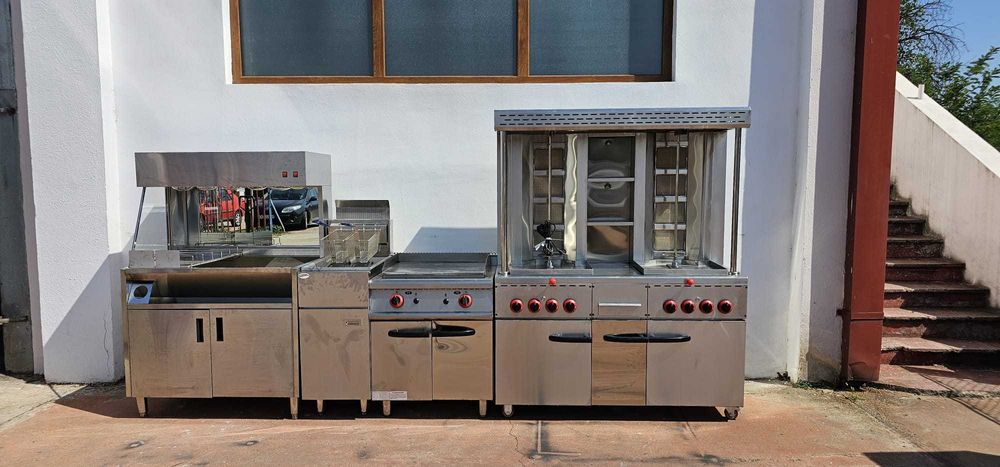 REDUCERE Aparat shaorma dublu gaz 4 arzatoare dulap- Transport Gratuit