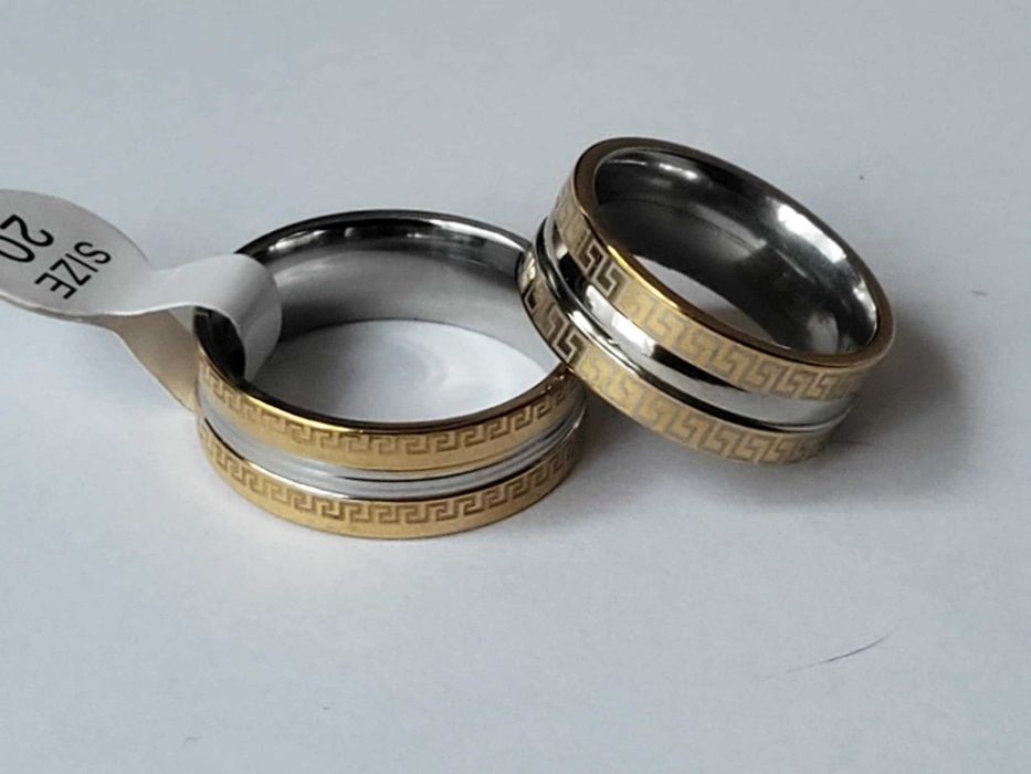 GR28,verighete placate aur 18k,alb/galben, late,noi/marcate, Versace