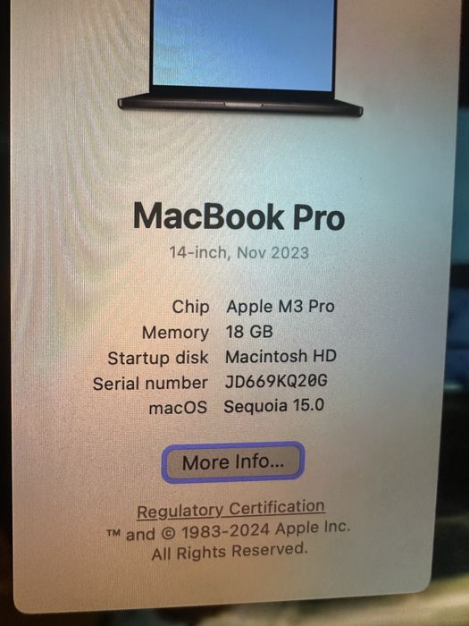 MacBook Pro 14” M3 Pro / 18GB RAM / 512GB SSD / Space Black