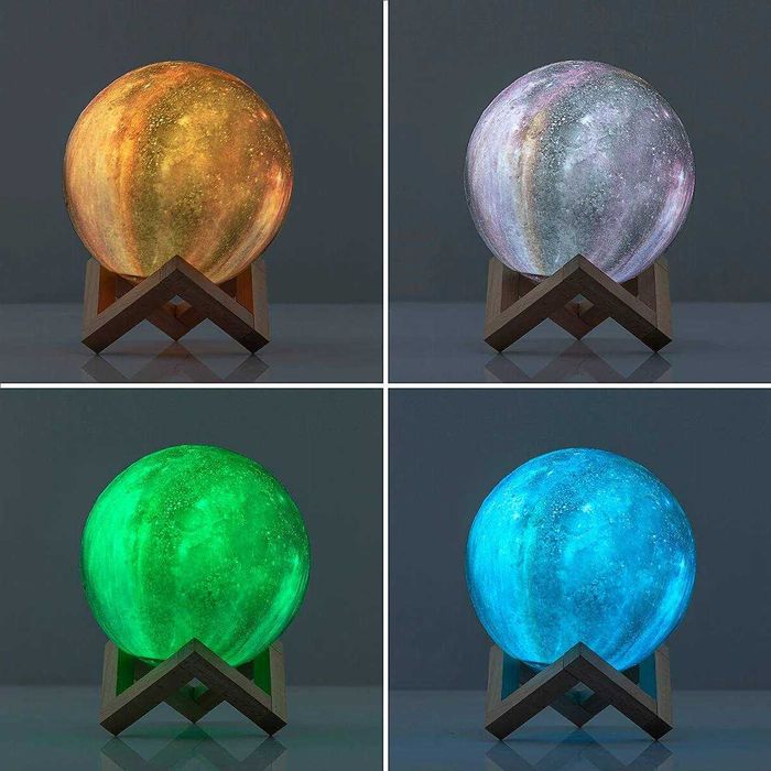 Lampa luna 3D reincarcabila USB 16 culori control tactil + telecomanda