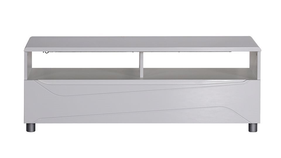 Comodă TV Newport 120 cm, MDF lucios alb, LED RGB cu telecomandă