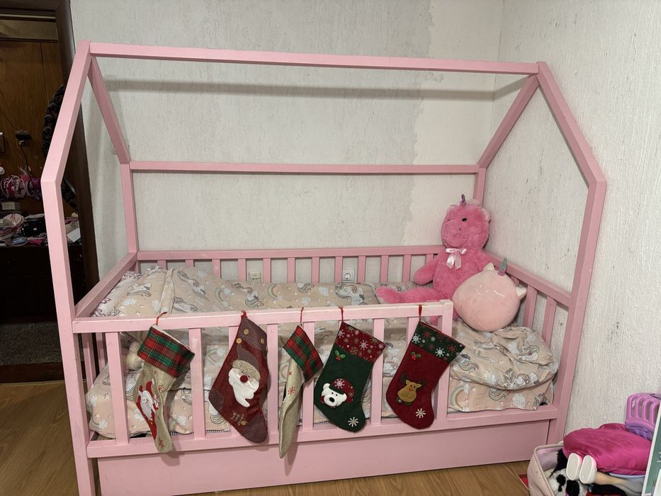 Дървено денско легло къщичка