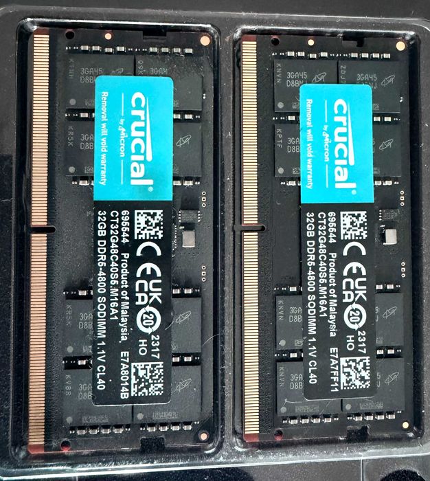 Crucial 64GB DDR5 RAM Kit (2x32GB), 4800MHz CL40