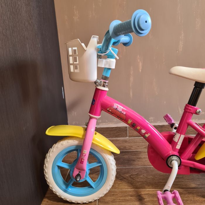 Колело за момиче, Модел Peppa Pig, Nickelodeon, 10", С педали, Помощни