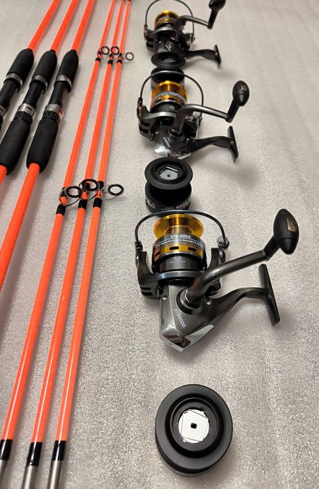 SET 3 Lansete FIBRA PLINA 3.0m WIND BLADE + 3 Mulinete FL EFB 6000