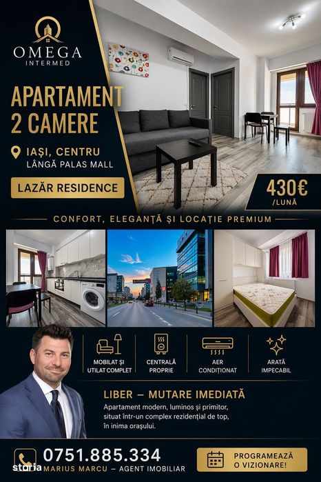 2 camere Centru Palas Mall Lazar Residence