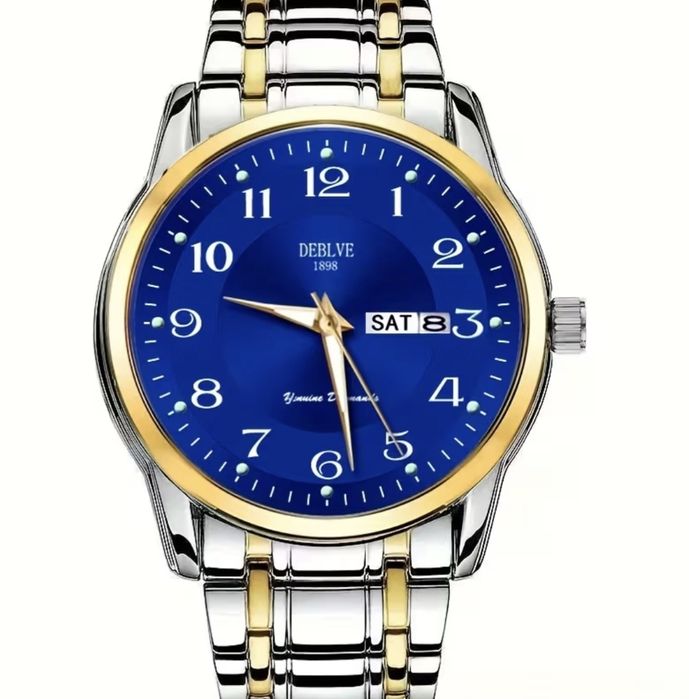 DEBLVE Мъжки моден часовник от неръждаема стомана с светещи ръце, дата