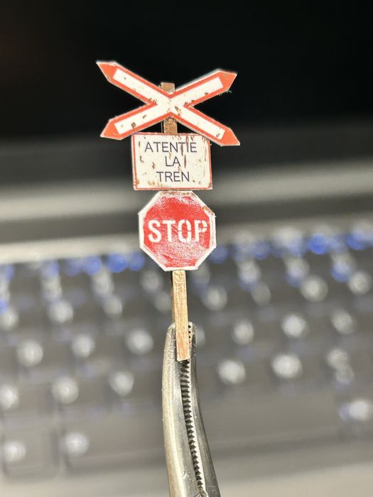 Macheta Stâlp indicator Trecere Cale Ferata scara 1:87