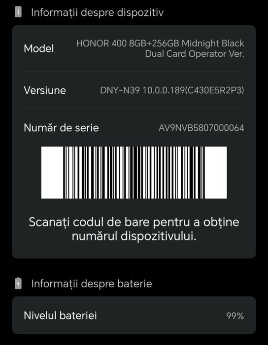 HONOR 400 5G | Midnight Black | 256GB | 8GB RAM + 2 Huse/ Folie ecran/ Folie camera Cadou | Cutie