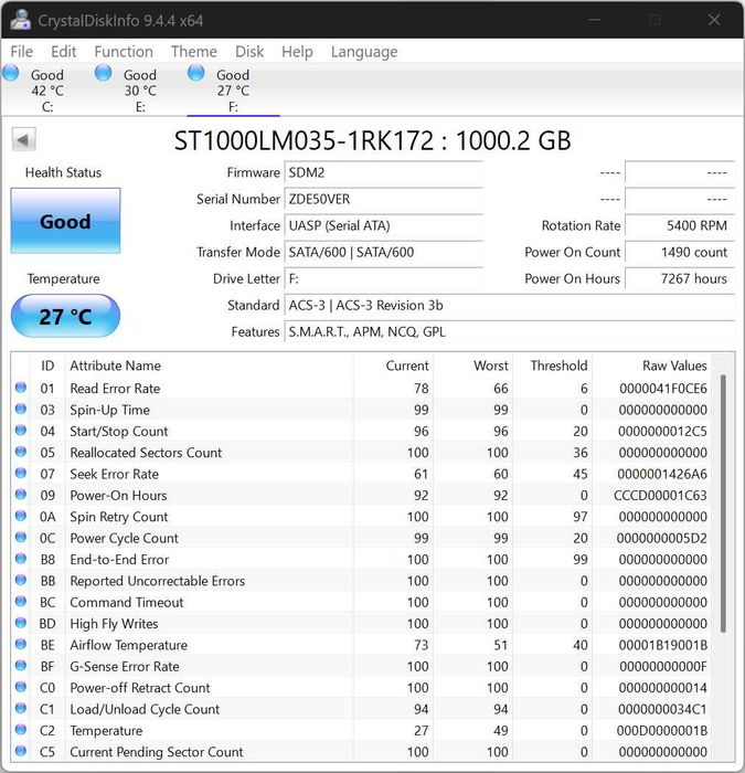 Hdd Seagate 1TB SATA3 2.5inch