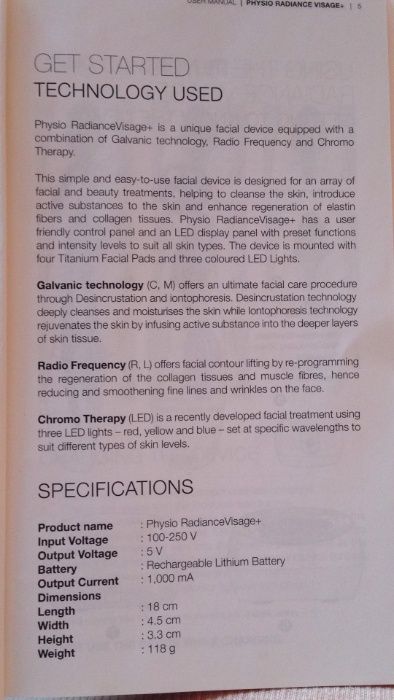 Система за изглаждане на бръчки Physio Radiance VISAGE+ Paris