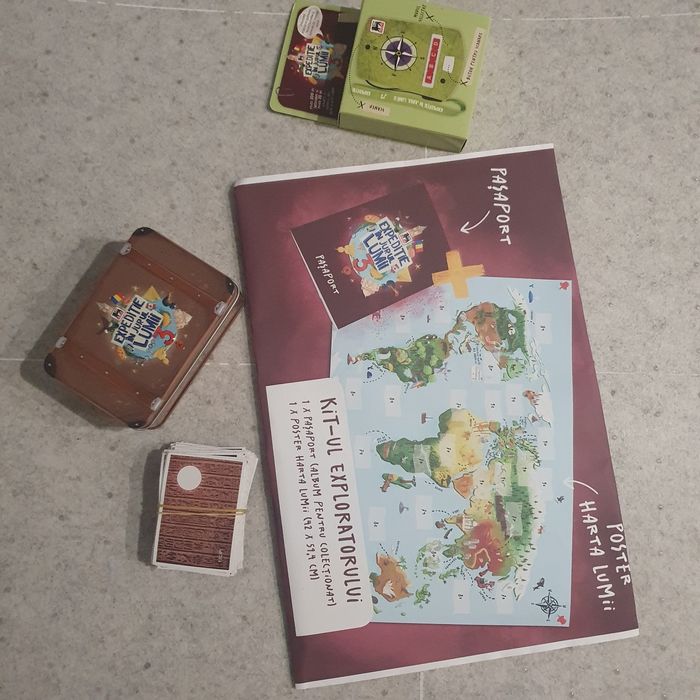 Set complet, cutie metal, stickere, boxa kit  Expeditie in jurul lumii