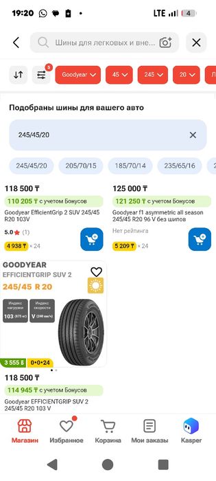 Goodyear  asymmetric  245/45 R20