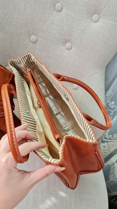 Чанта и боти в кафяв цвят