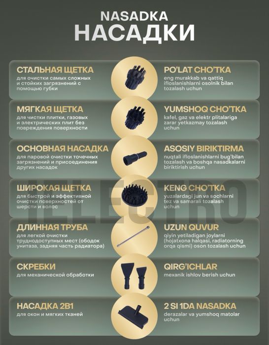 Пароочиститель 18 насадок. Немецкий. Гарантия 5 лет