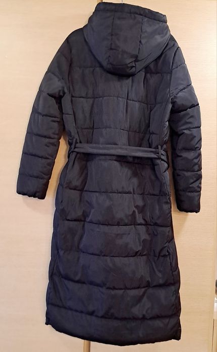 Дамско черно ватирано палто, XXL