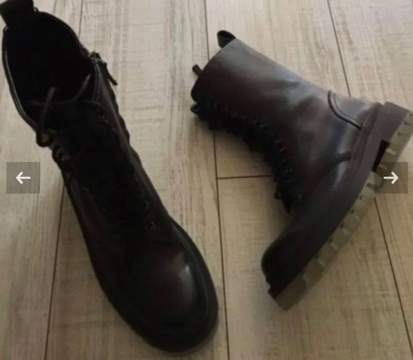 Черни боти ZARA ЕСТЕСТВЕНА кожа нови