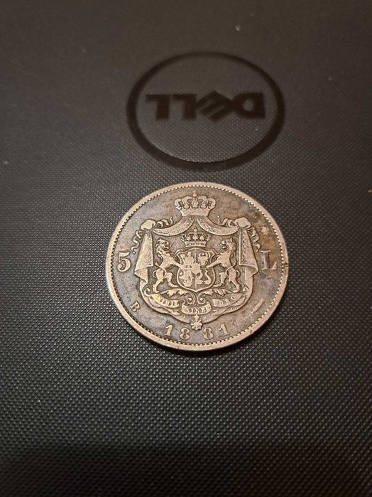 Moneda argint 5 lei 1881