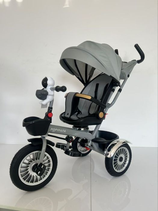 Велоколяска детская POPYPAPA 3-в-1 с резиновыми колёсами и ручкой