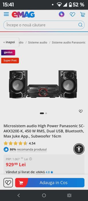 Sistem audio Panasonic în stare buna de funcționare detali în privat