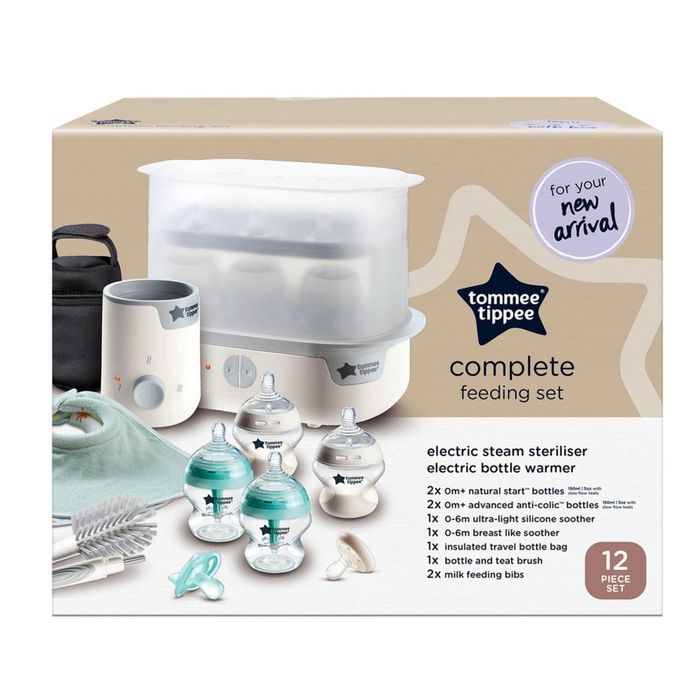 НОВ Tommee Tippee Комплект Електрически парен стерилизатор шишета нагревател за шише торбичка