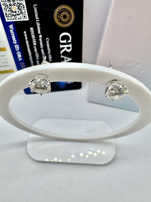 Сребърни обеци с мойсанит (Диамант) 1 карат