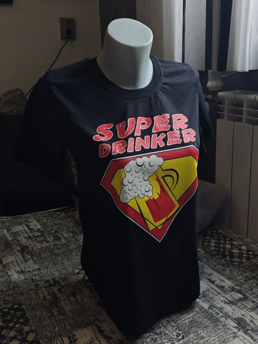 Тениска с щампа - Super Drinker