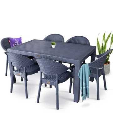 Комплект лукс маса + 6 или 4 стола ратан 4 цвята и размери маси мод.13